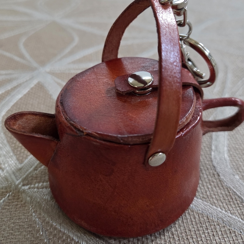 Leather Teapot Purse Charm Keychain!